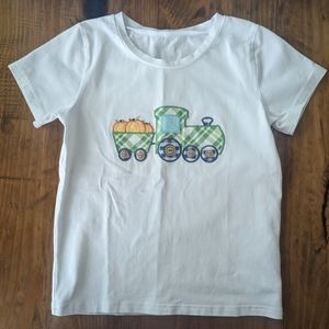 Shrimp and Grits Kids Boy's Tractor Pumpkin Applique Shirt size 5-6